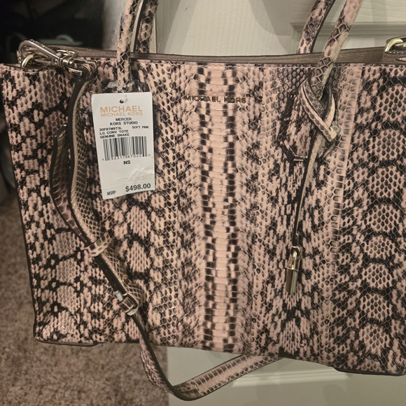 Michael Kors Handbags - Rare Michael Kors Pink Snake Print Tote Bag